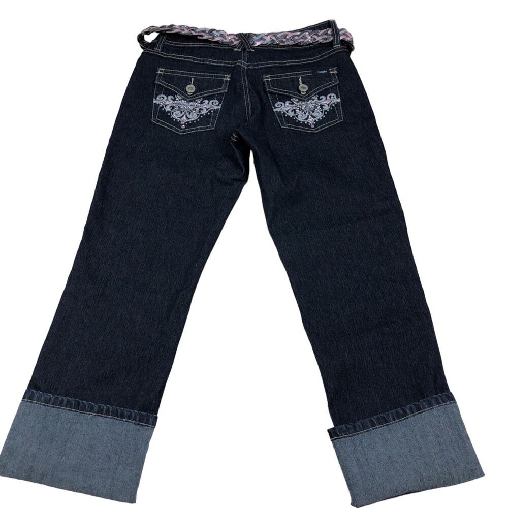 Angel cropped dark blue jeans with belt size 3